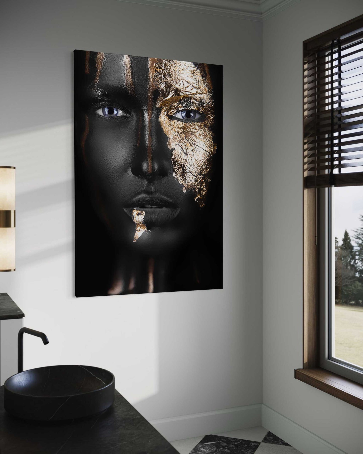 Golden Face I - Leinwandbild Luxuriös