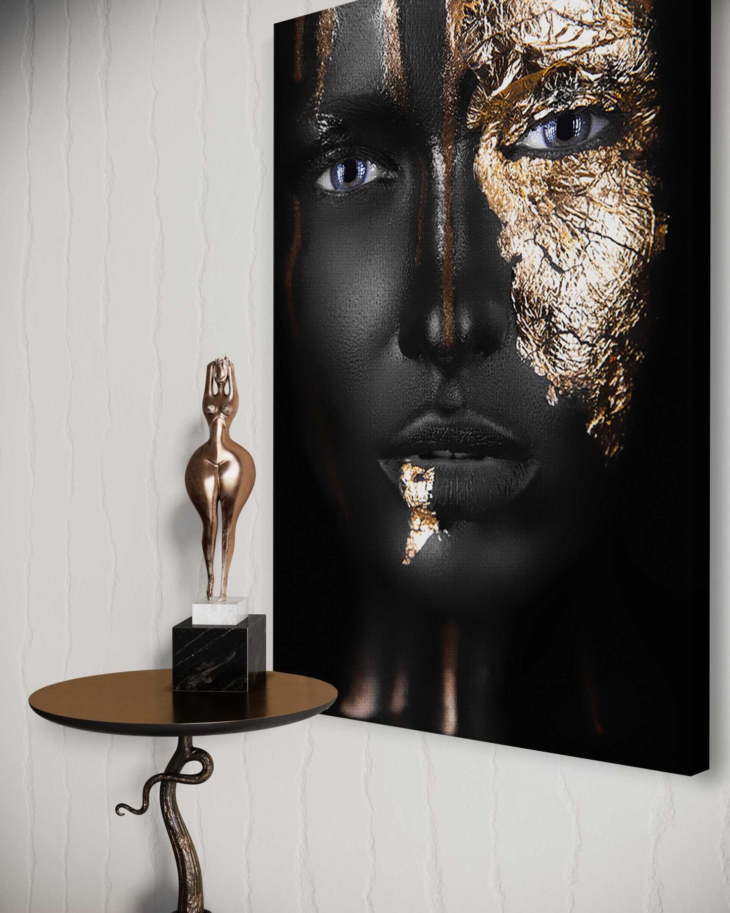 Golden Face I - Leinwandbild Luxuriös