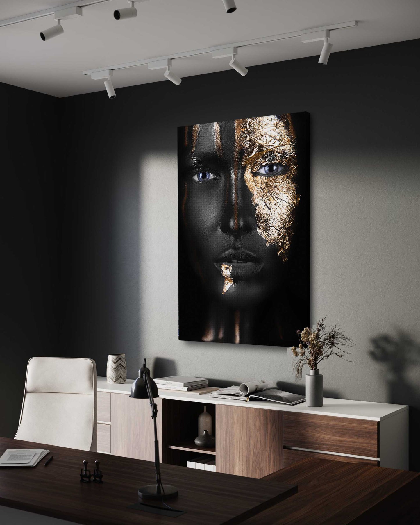 Golden Face I - Leinwandbild Luxuriös