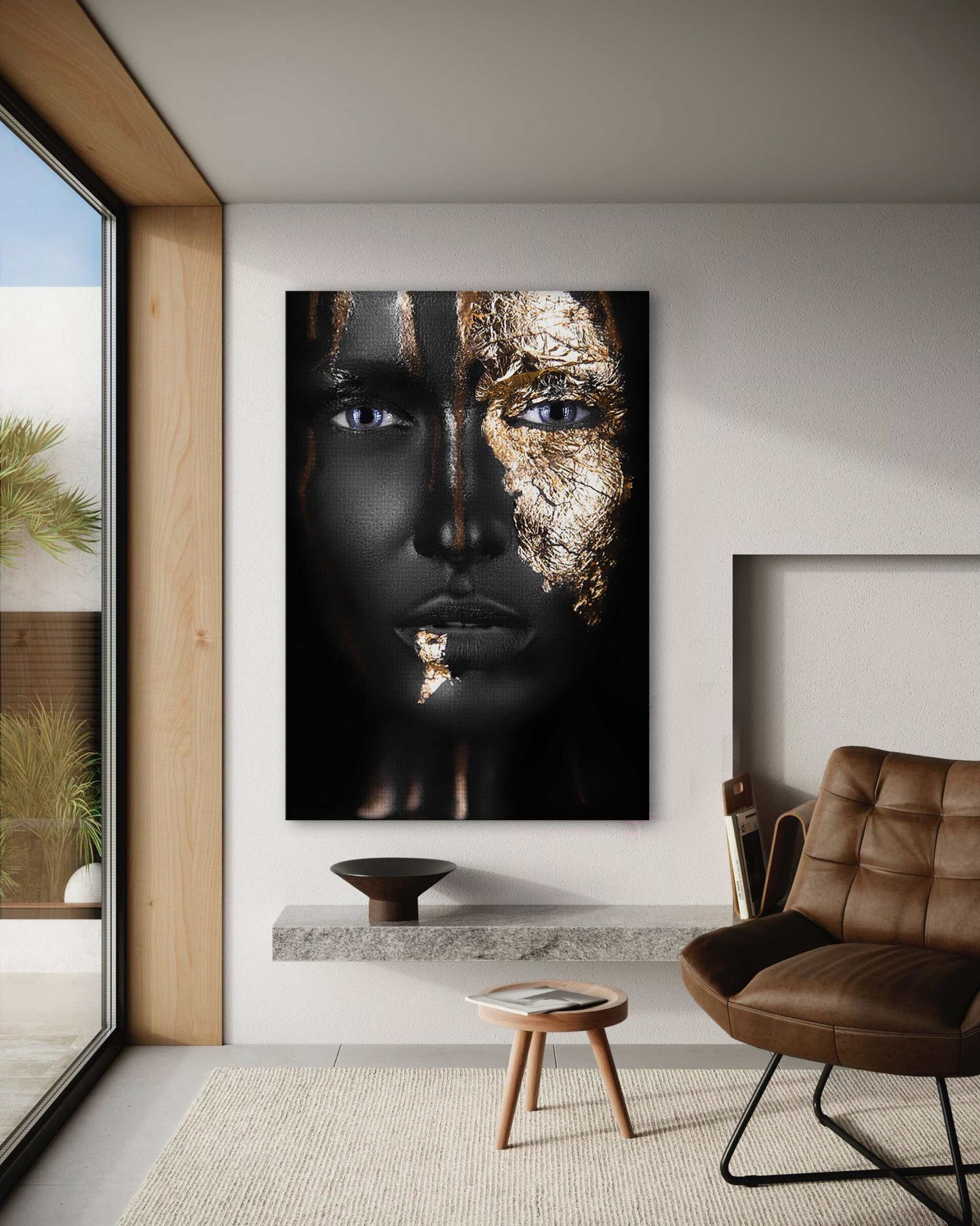 Golden Face I - Leinwandbild Luxuriös