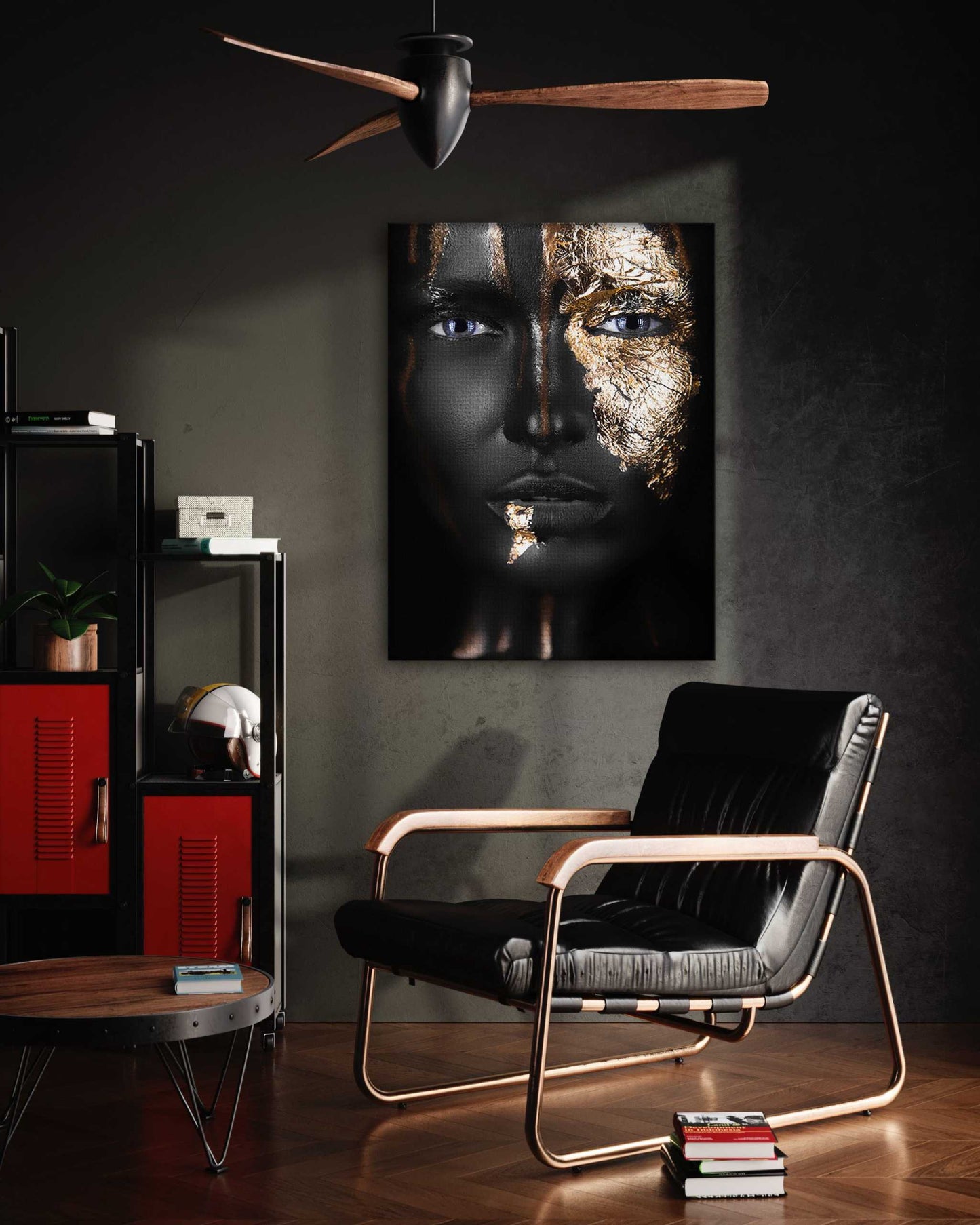 Golden Face I - Leinwandbild Luxuriös