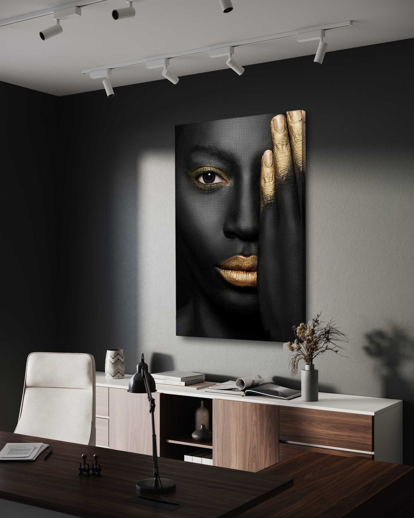Golden Face II - Leinwandbild Luxuriös