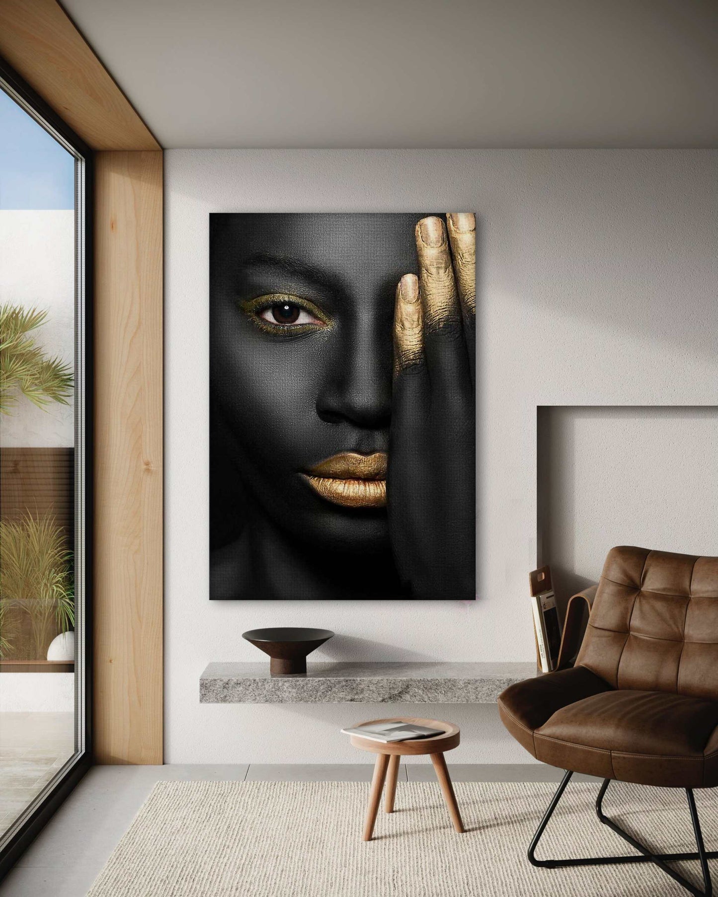 Golden Face II - Leinwandbild Luxuriös