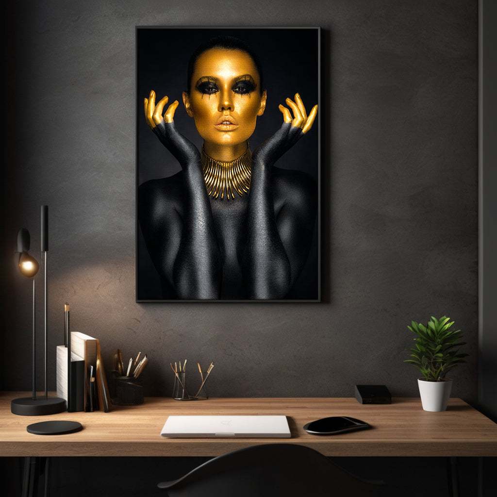 Golden Face III - Leinwandbild Luxuriös