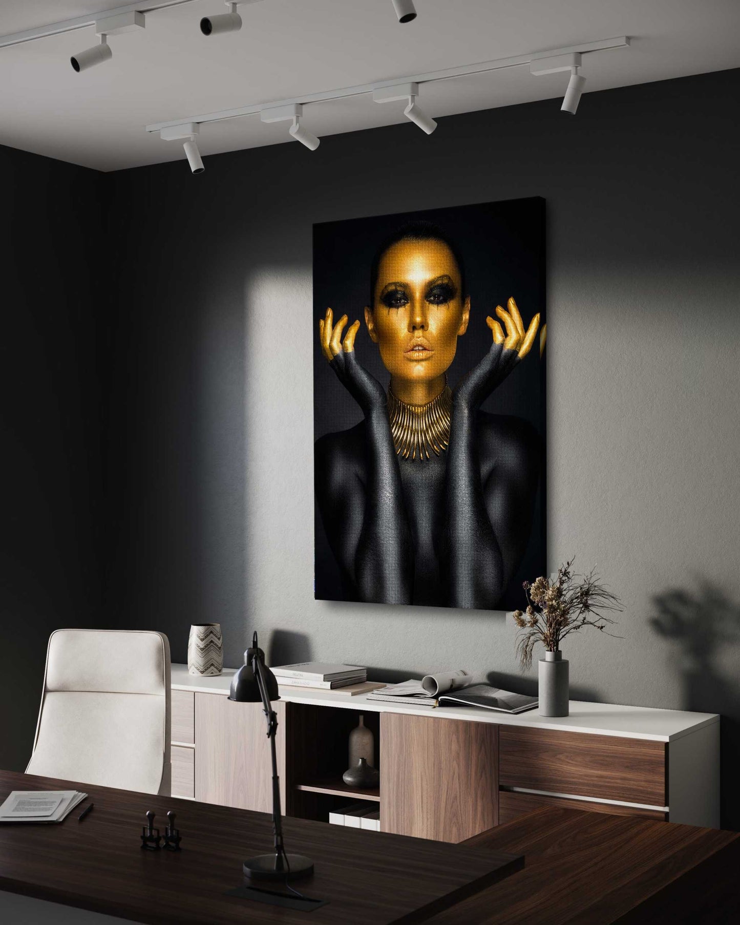 Golden Face III - Leinwandbild Luxuriös