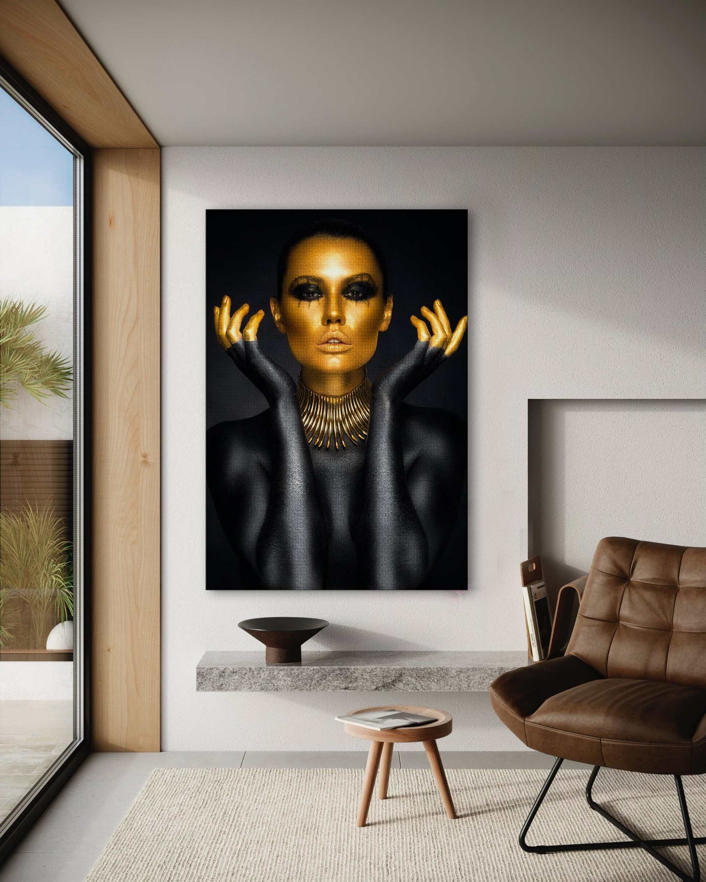 Golden Face III - Leinwandbild Luxuriös