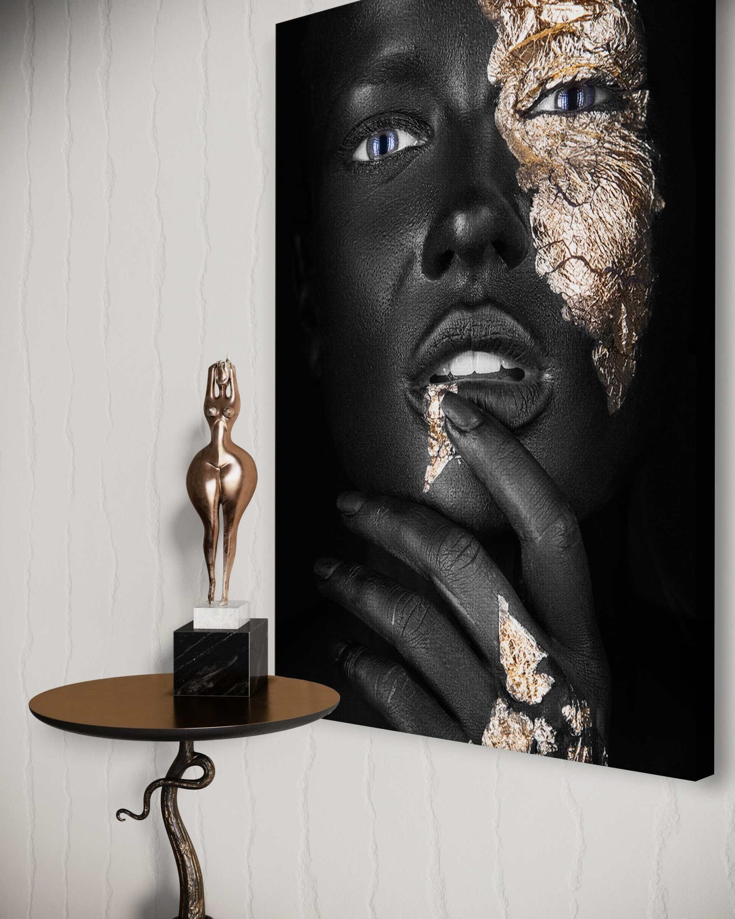 Golden Face IV - Leinwandbild Luxuriös