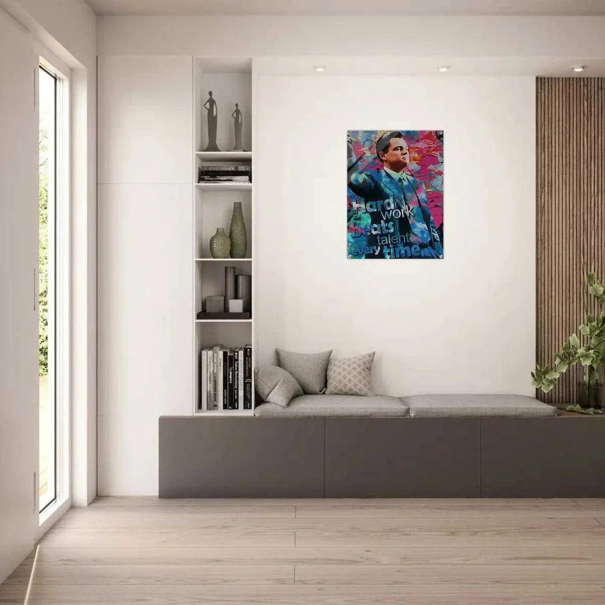 Hard Work Beats Talent - Jordan Belfort - Leinwandbild Pop Art