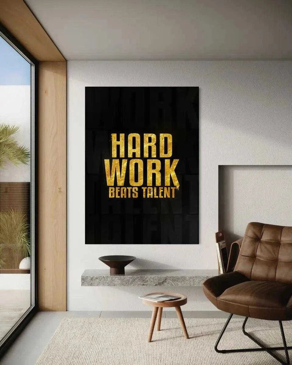 Hard Work Beats Talent - Leinwandbild Motivation