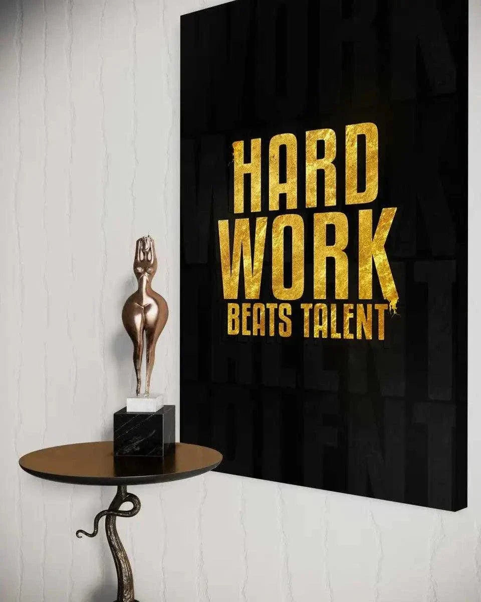 Hard Work Beats Talent - Leinwandbild Motivation
