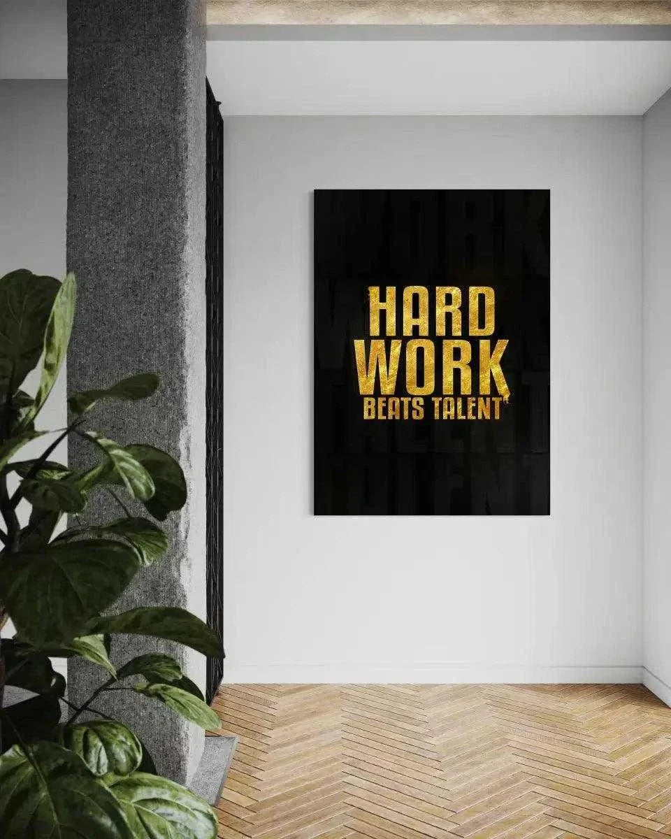 Hard Work Beats Talent - Leinwandbild Motivation