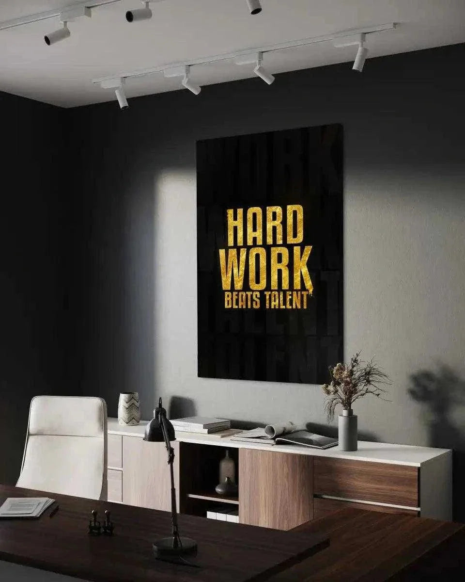 Hard Work Beats Talent - Leinwandbild Motivation