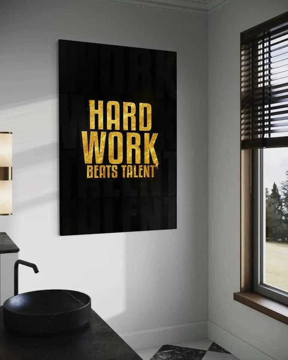 Hard Work Beats Talent - Leinwandbild Motivation