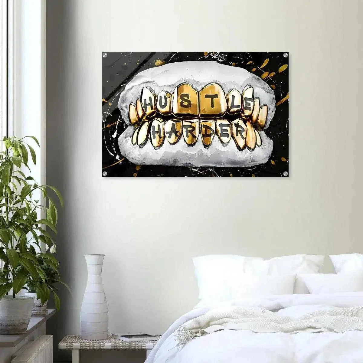 Hustle Harder - Leinwandbild Motivation