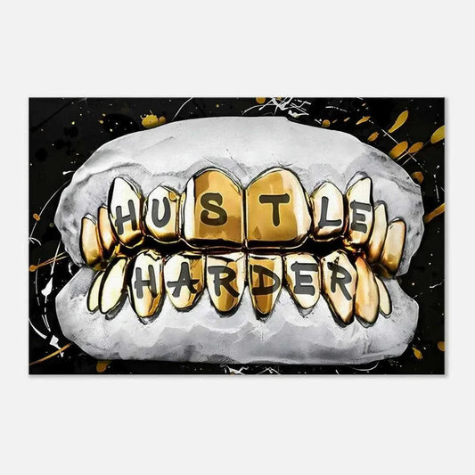 Hustle Harder - Leinwandbild Motivation