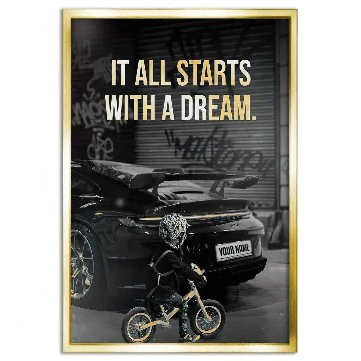 It all starts with a dream - Dein Wunschkennzeichen - Leinwandbild Motivation