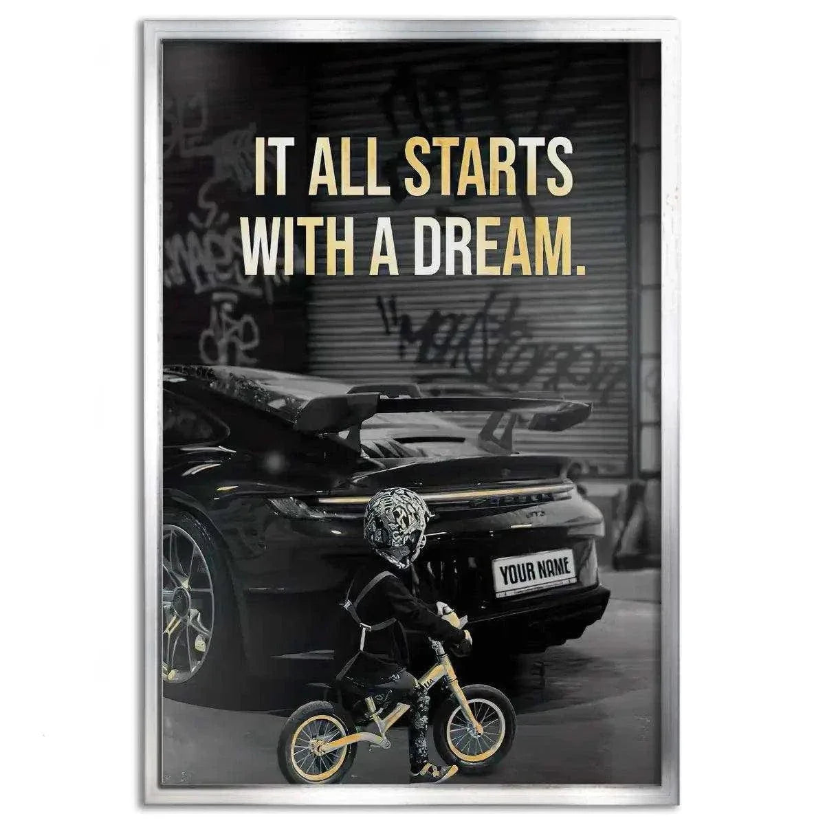 It all starts with a dream - Dein Wunschkennzeichen - Leinwandbild Motivation