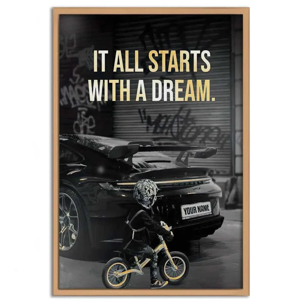 It all starts with a dream - Dein Wunschkennzeichen - Leinwandbild Motivation