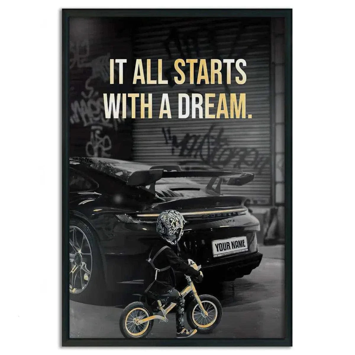 It all starts with a dream - Dein Wunschkennzeichen - Leinwandbild Motivation