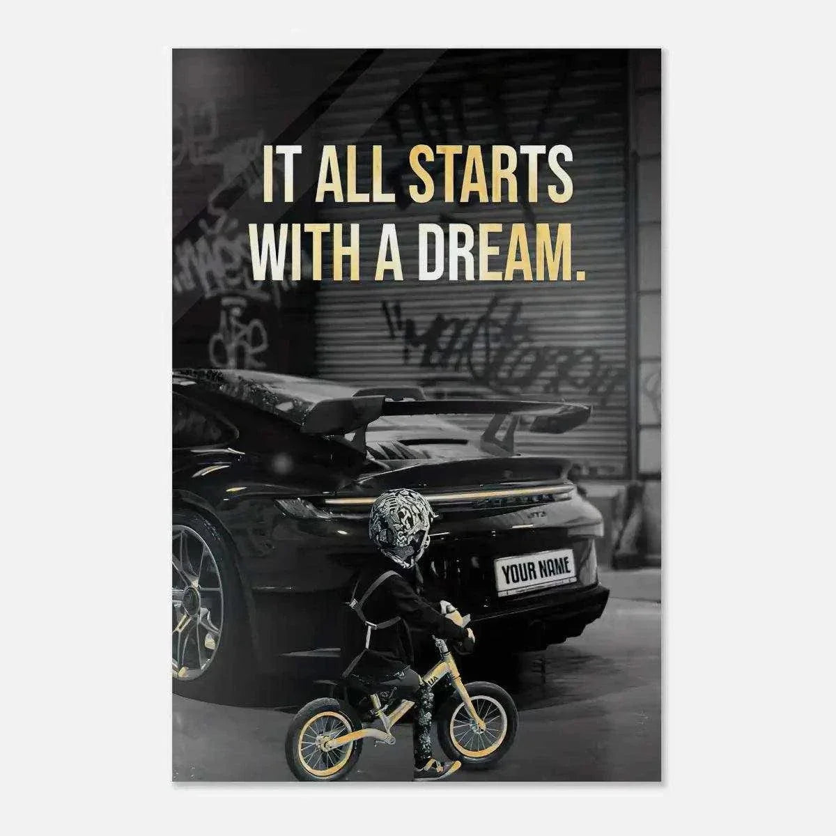 It all starts with a dream - Dein Wunschkennzeichen - Leinwandbild Motivation