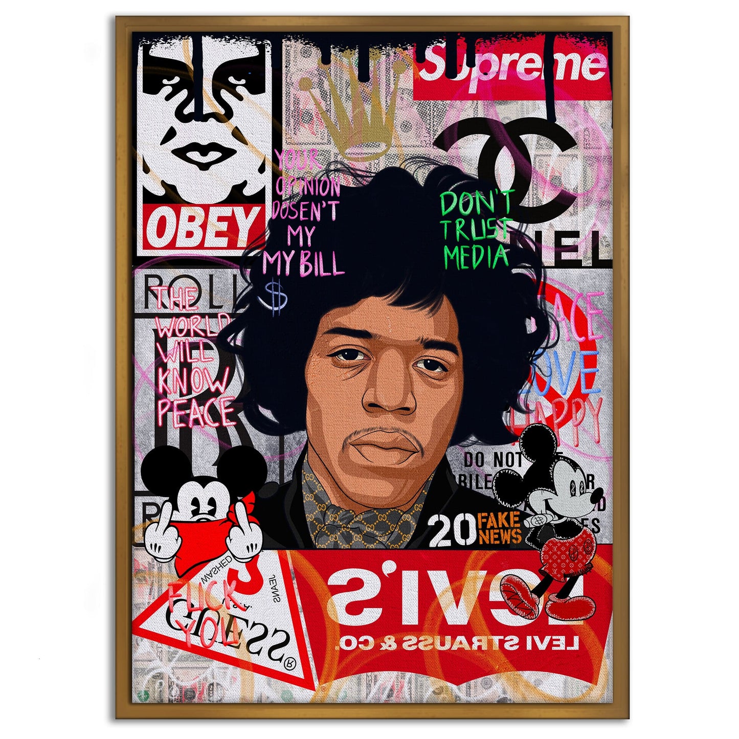 Jimmy Hendrix - Leinwandbild Pop Art