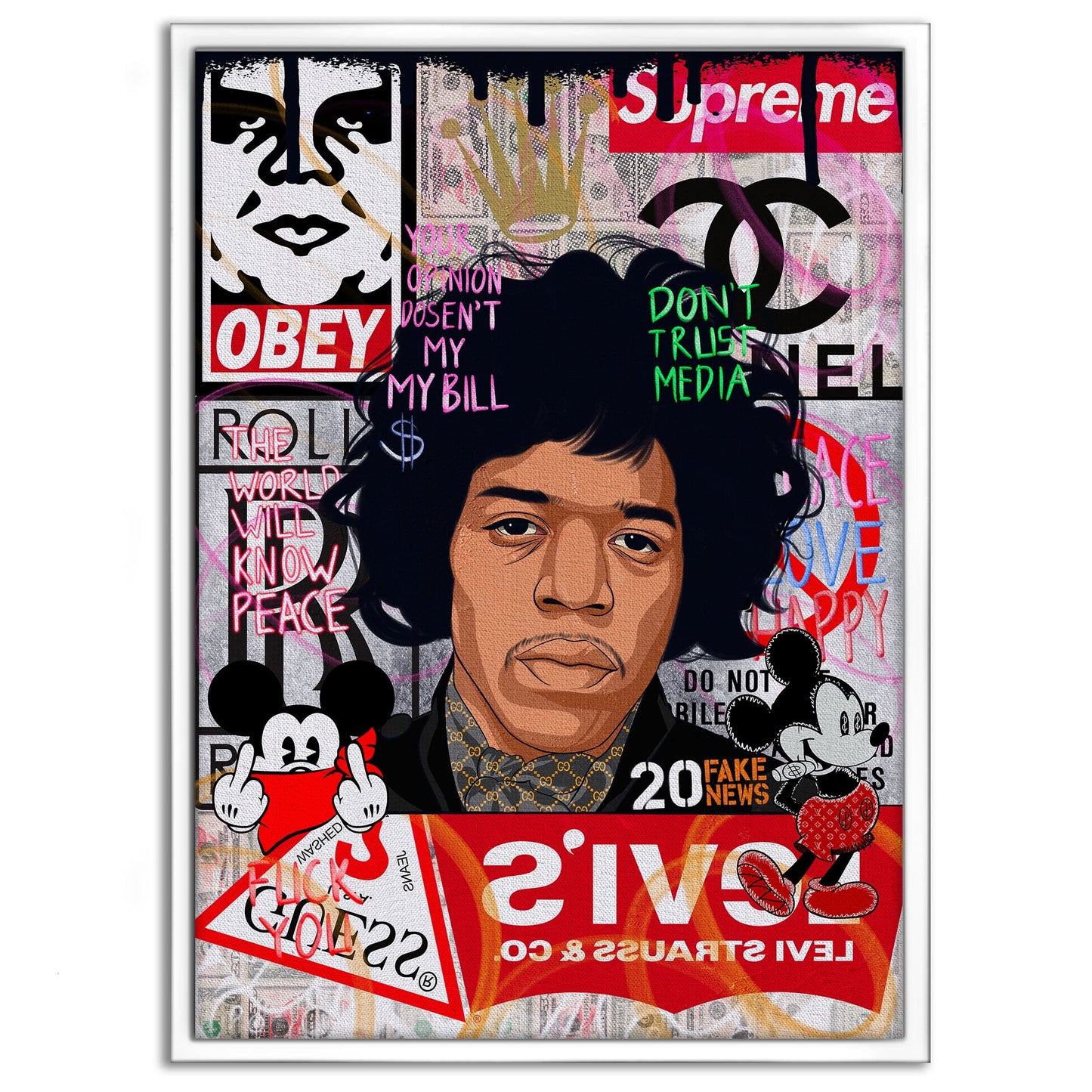 Jimmy Hendrix - Leinwandbild Pop Art