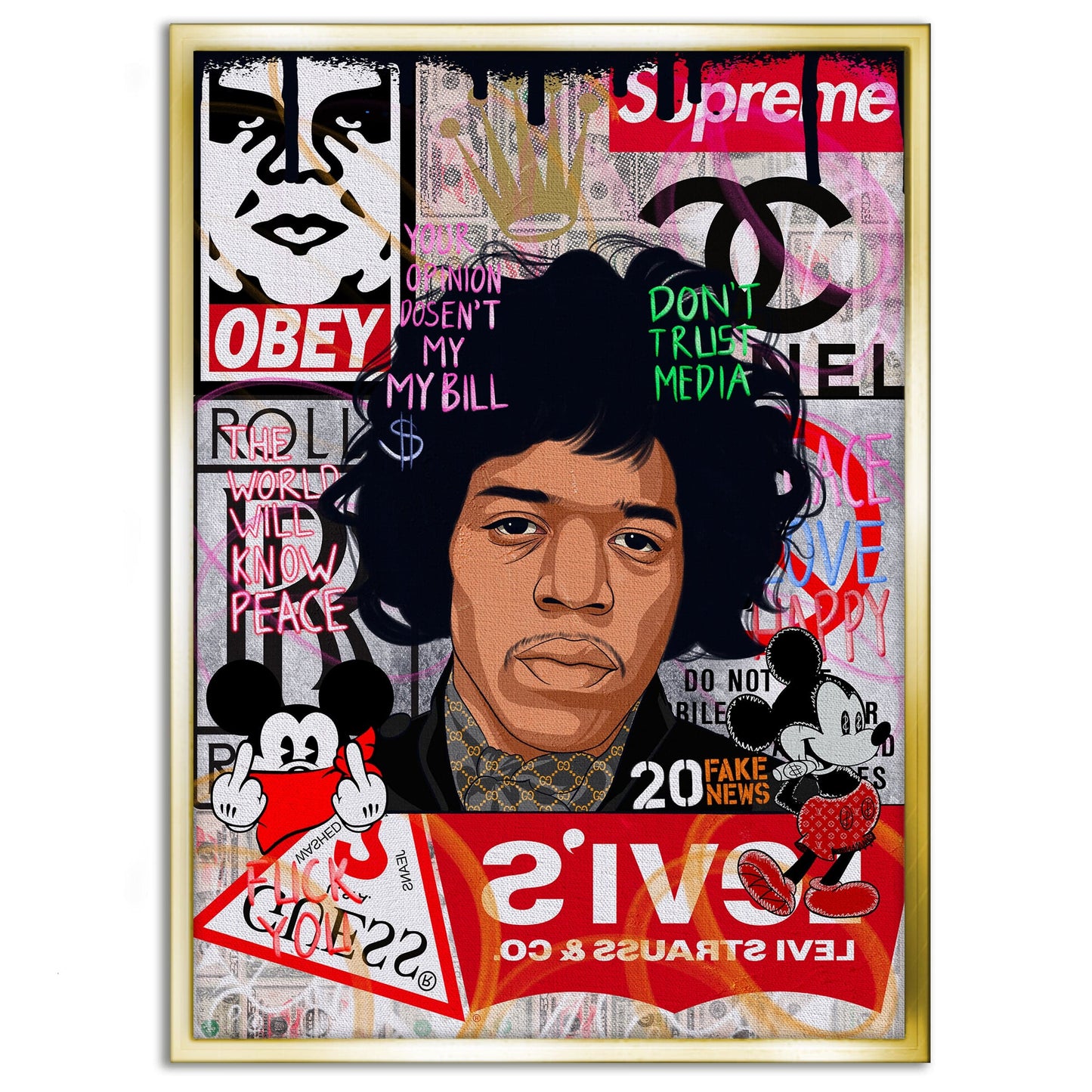 Jimmy Hendrix - Leinwandbild Pop Art