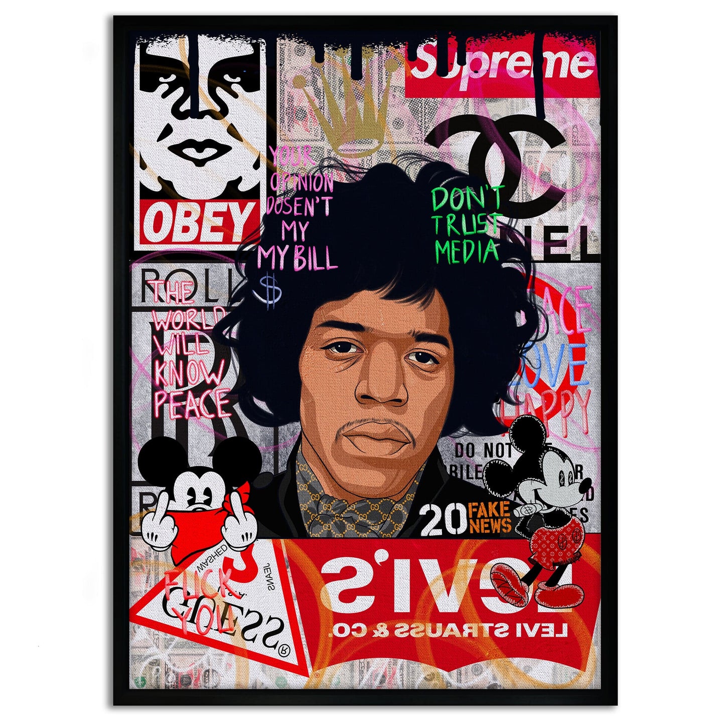 Jimmy Hendrix - Leinwandbild Pop Art