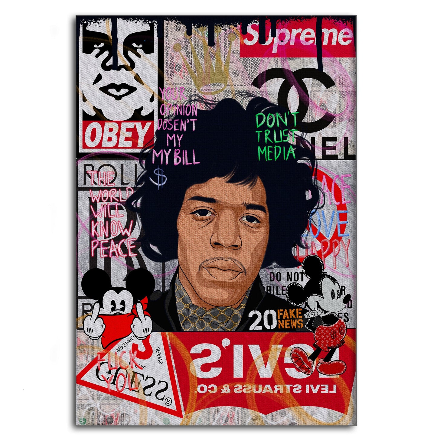 Jimmy Hendrix - Leinwandbild Pop Art