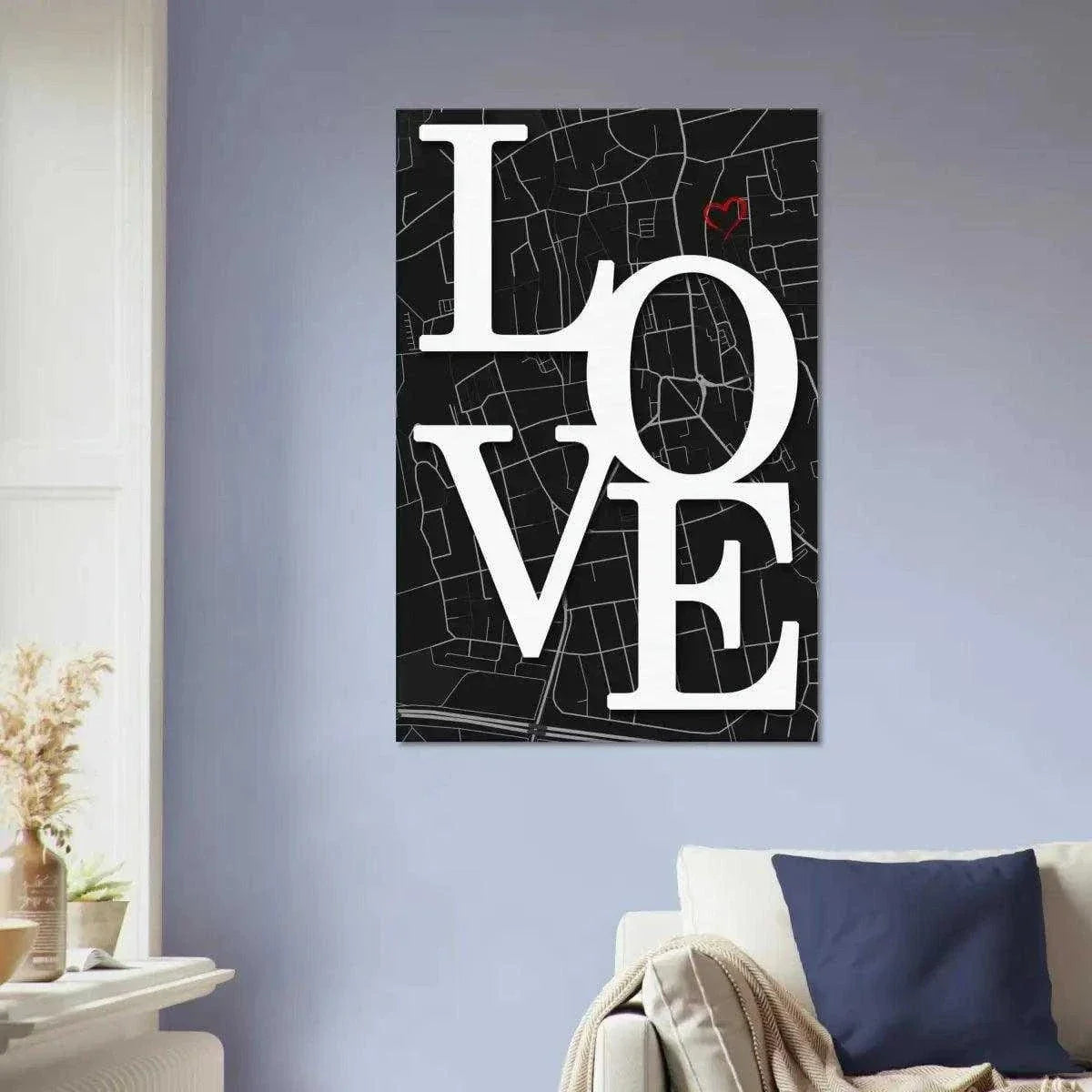 Love Map - Dein gewünschter Standort - Leinwandbild Personalisierbar