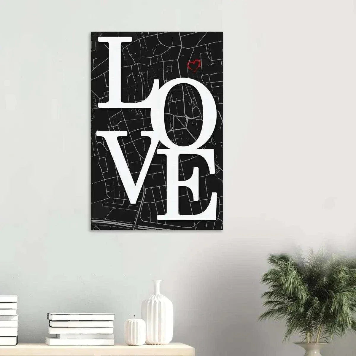 Love Map - Dein gewünschter Standort - Leinwandbild Personalisierbar