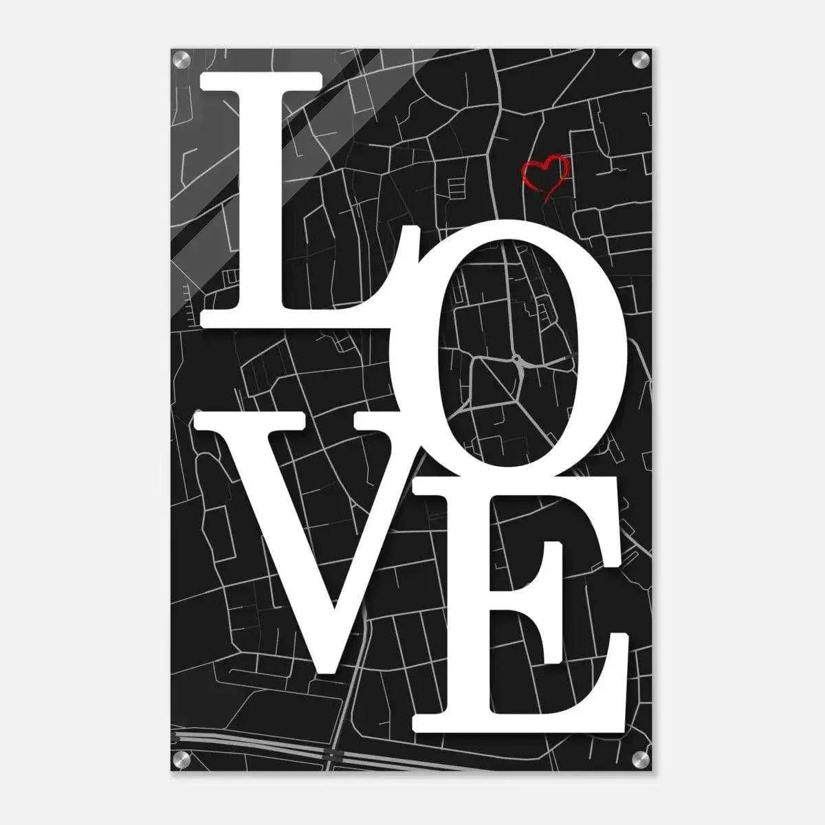 Love Map - Dein gewünschter Standort - Leinwandbild Personalisierbar