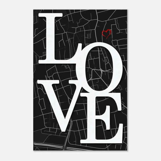 Love Map - Dein gewünschter Standort - Leinwandbild Personalisierbar