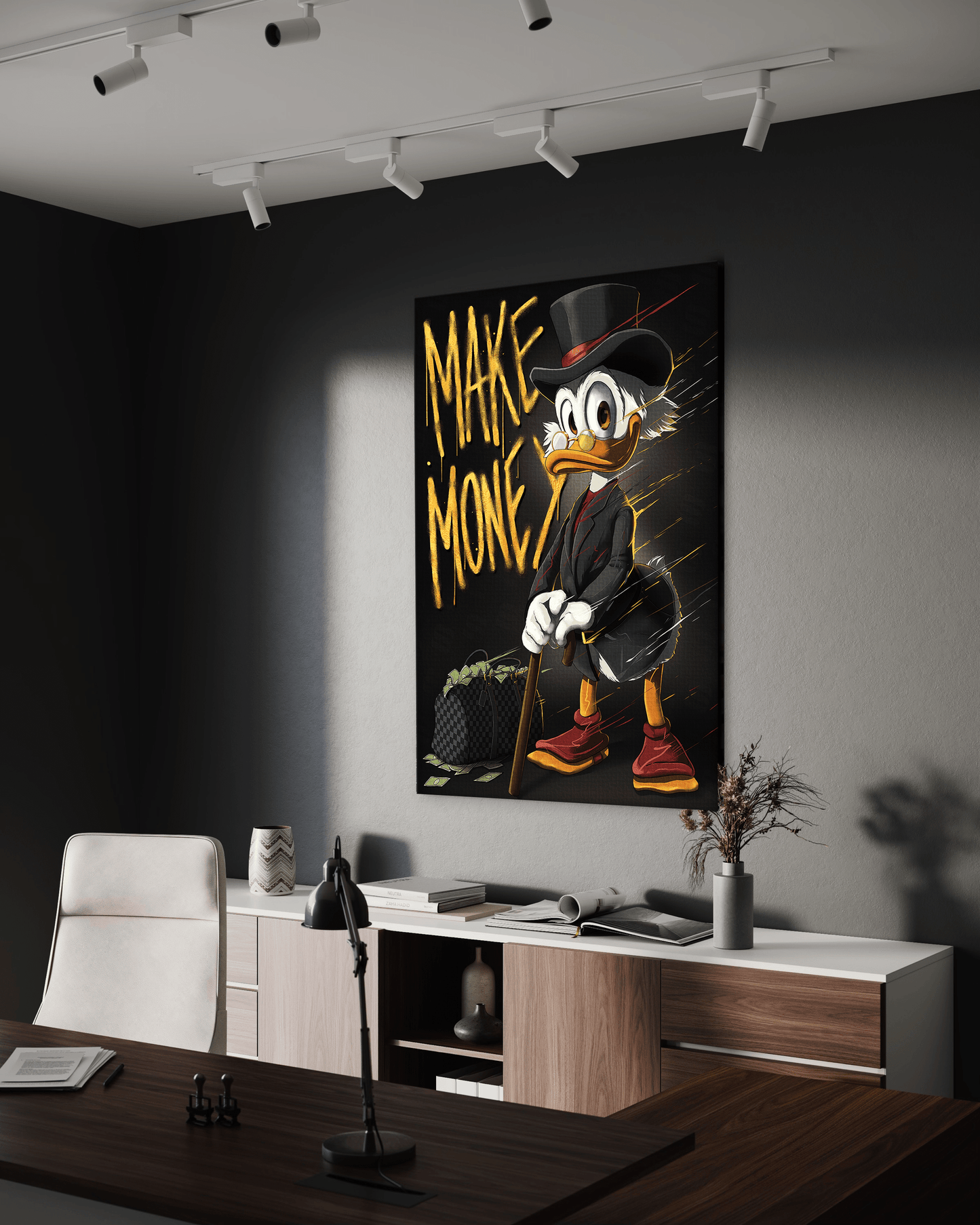 Make Money Dagobert - Leinwandbild Pop Art / Motivation