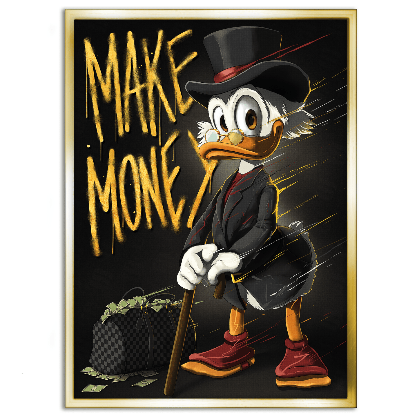 Make Money Dagobert - Leinwandbild Pop Art / Motivation