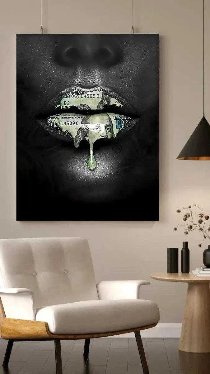 Money Kiss - Leinwandbild Luxuriös