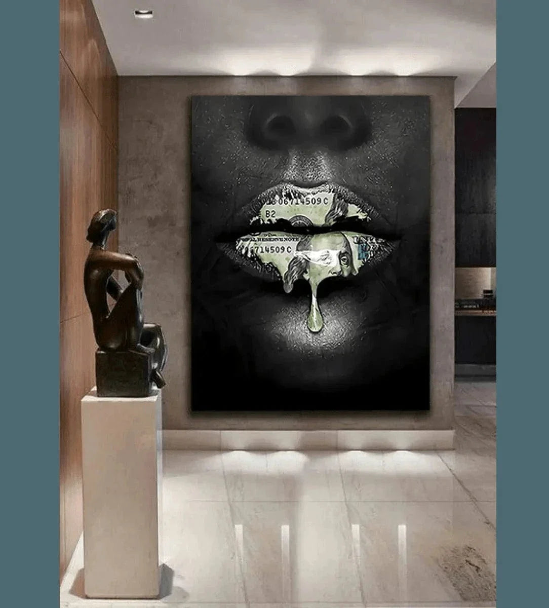 Money Kiss - Leinwandbild Luxuriös