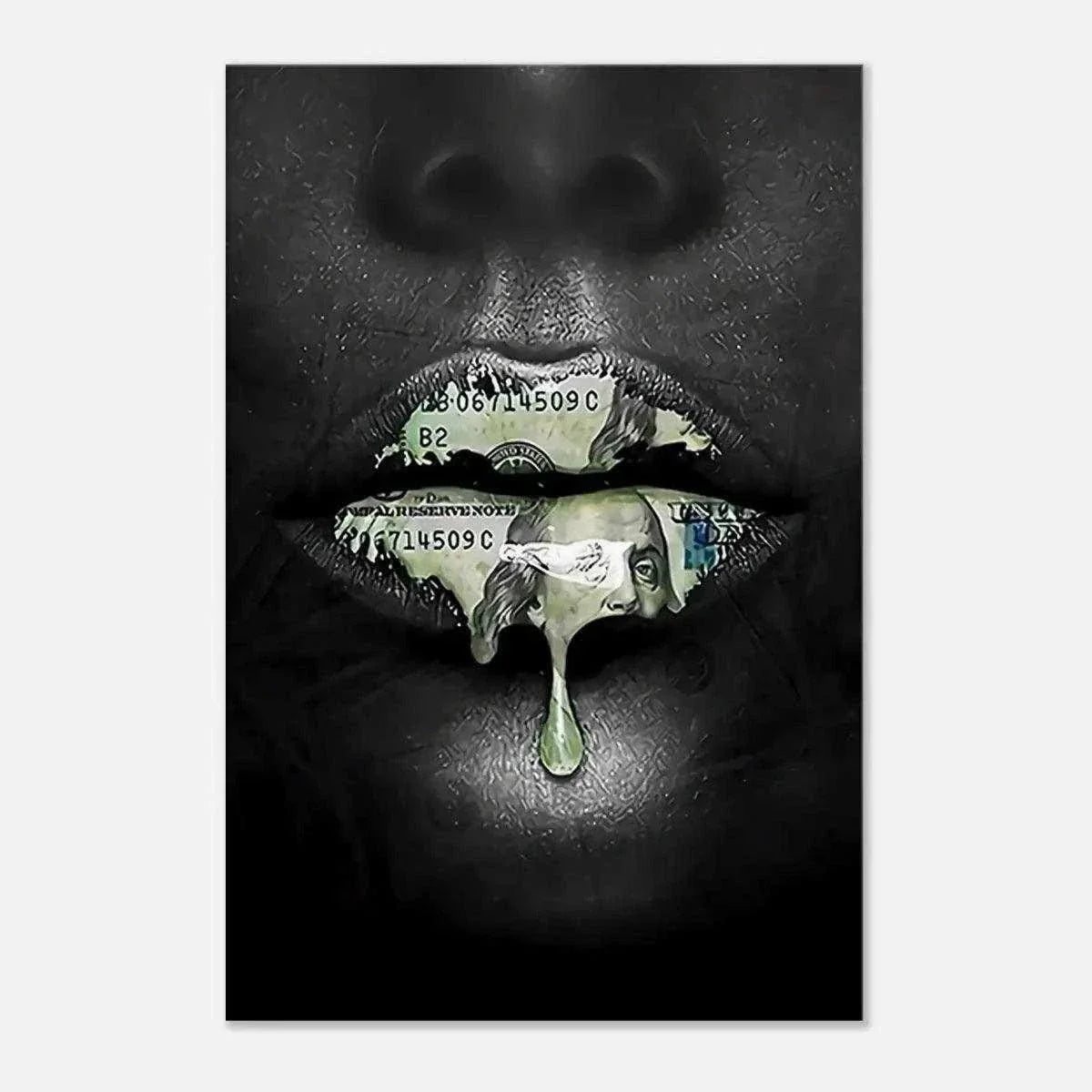 Money Kiss - Leinwandbild Luxuriös