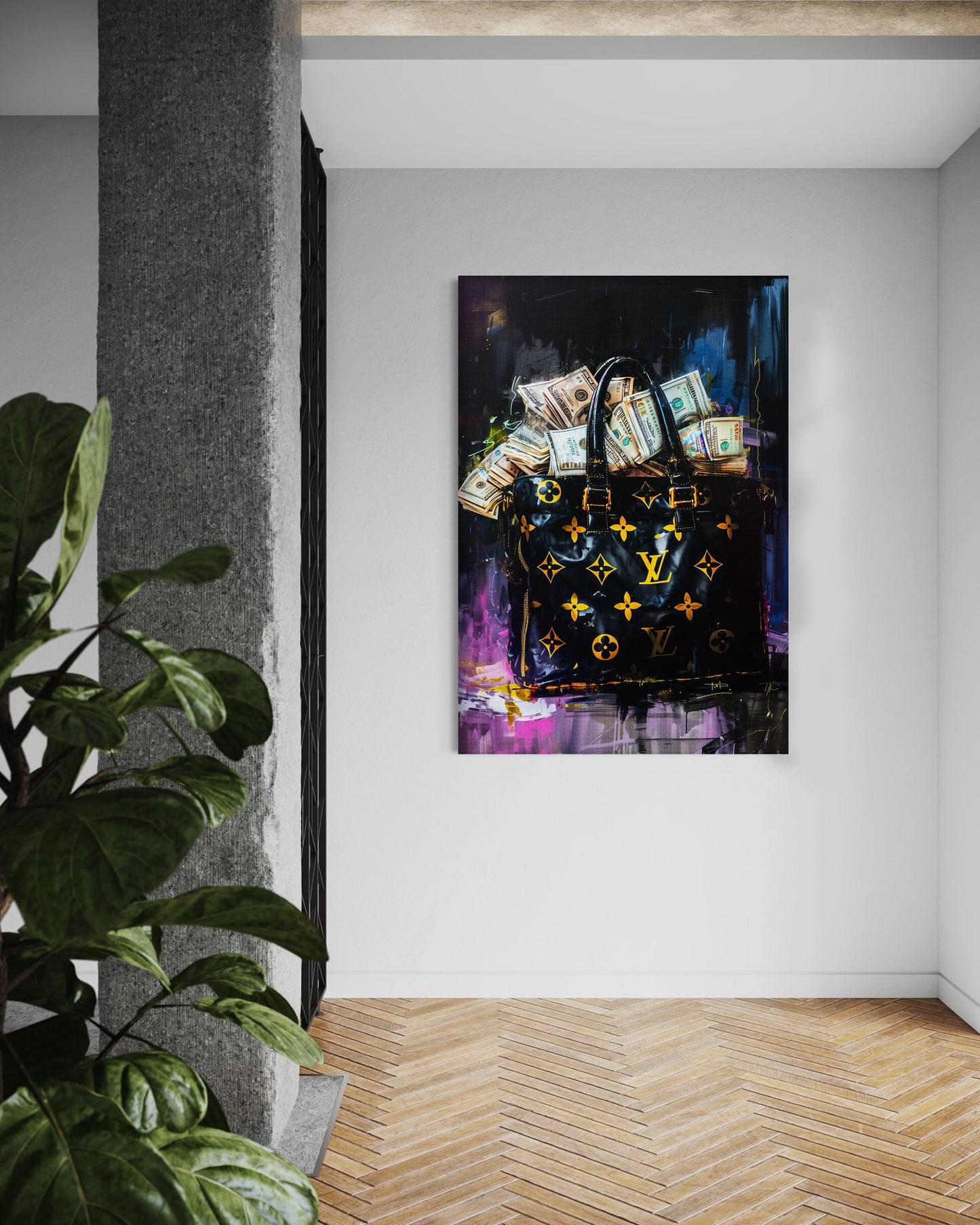 Money Stacks - Leinwandbild Pop Art / Luxuriös