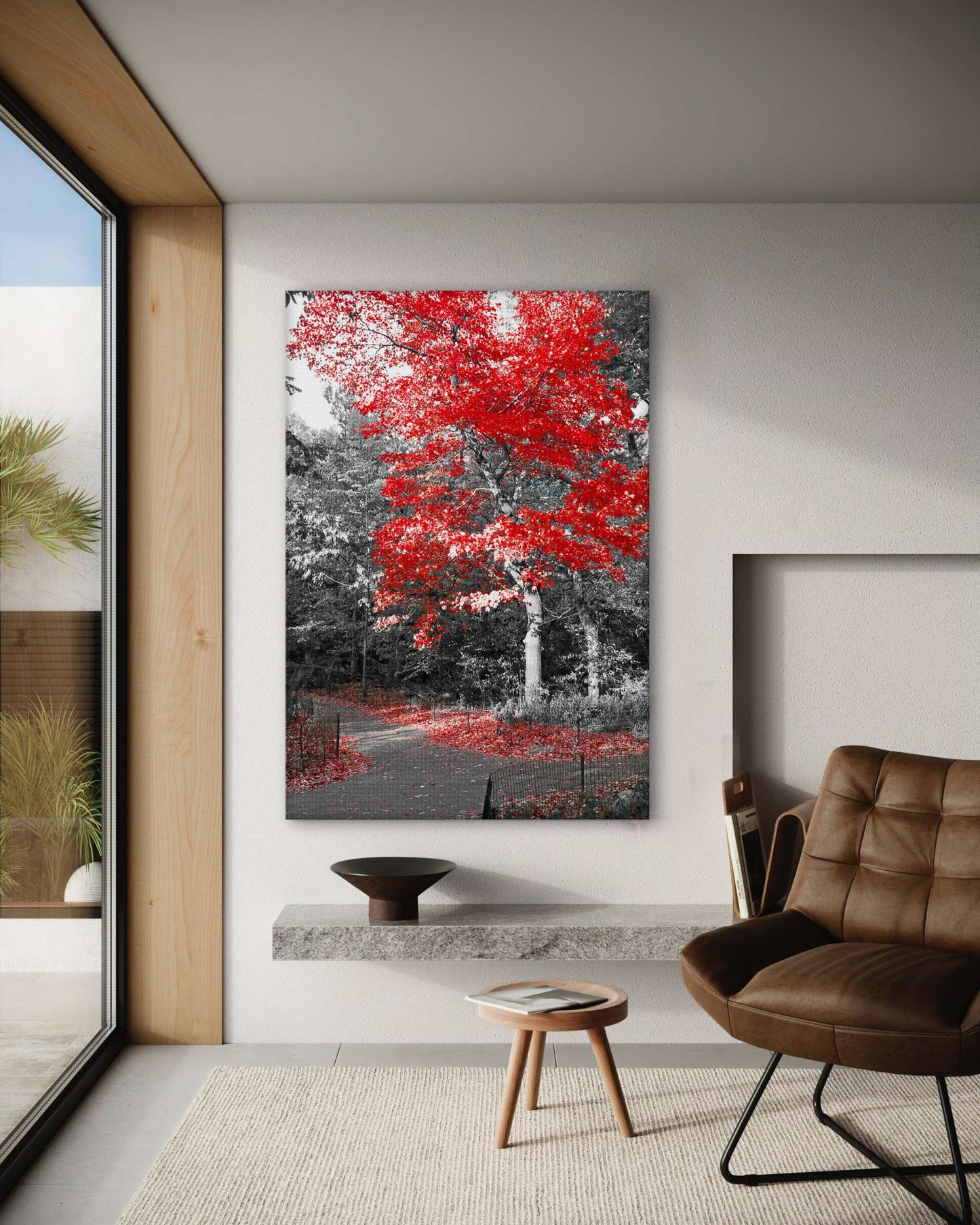 Red Autumn - Leinwandbild Landschaft