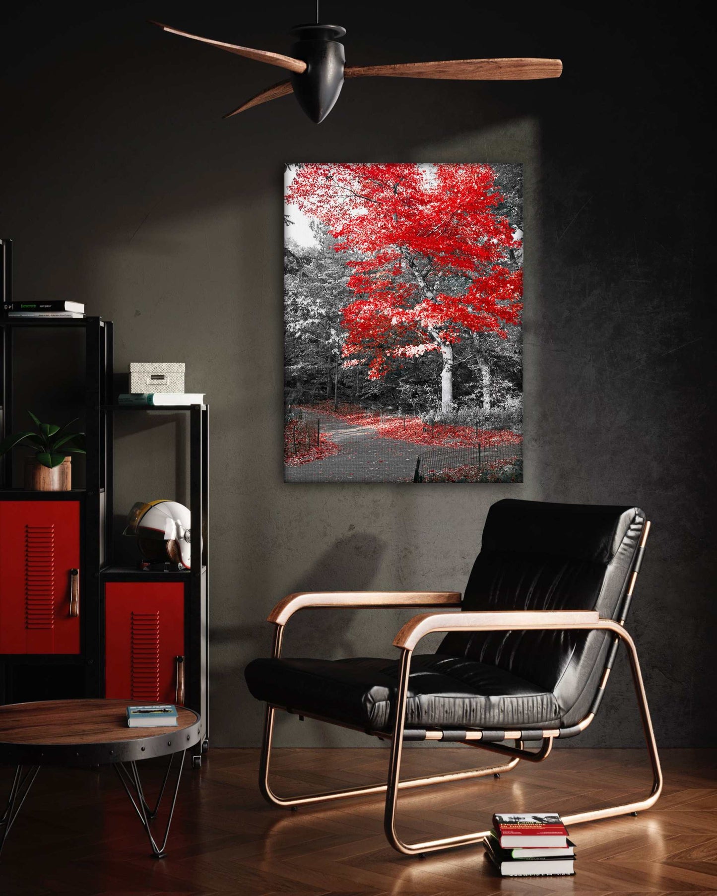 Red Autumn - Leinwandbild Landschaft