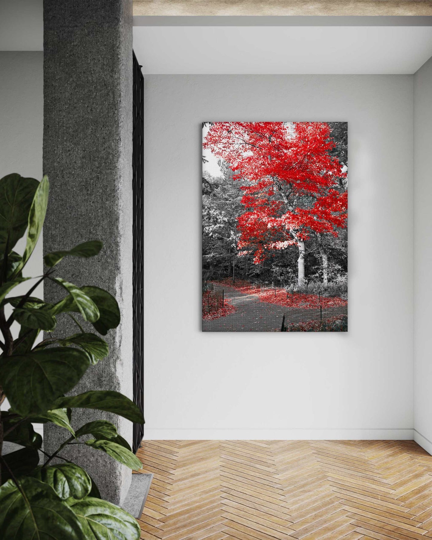 Red Autumn - Leinwandbild Landschaft
