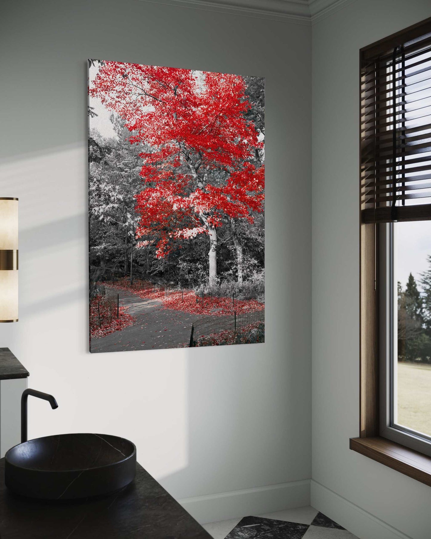 Red Autumn - Leinwandbild Landschaft