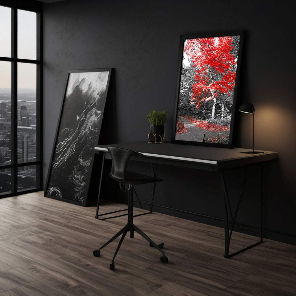 Red Autumn - Leinwandbild Landschaft
