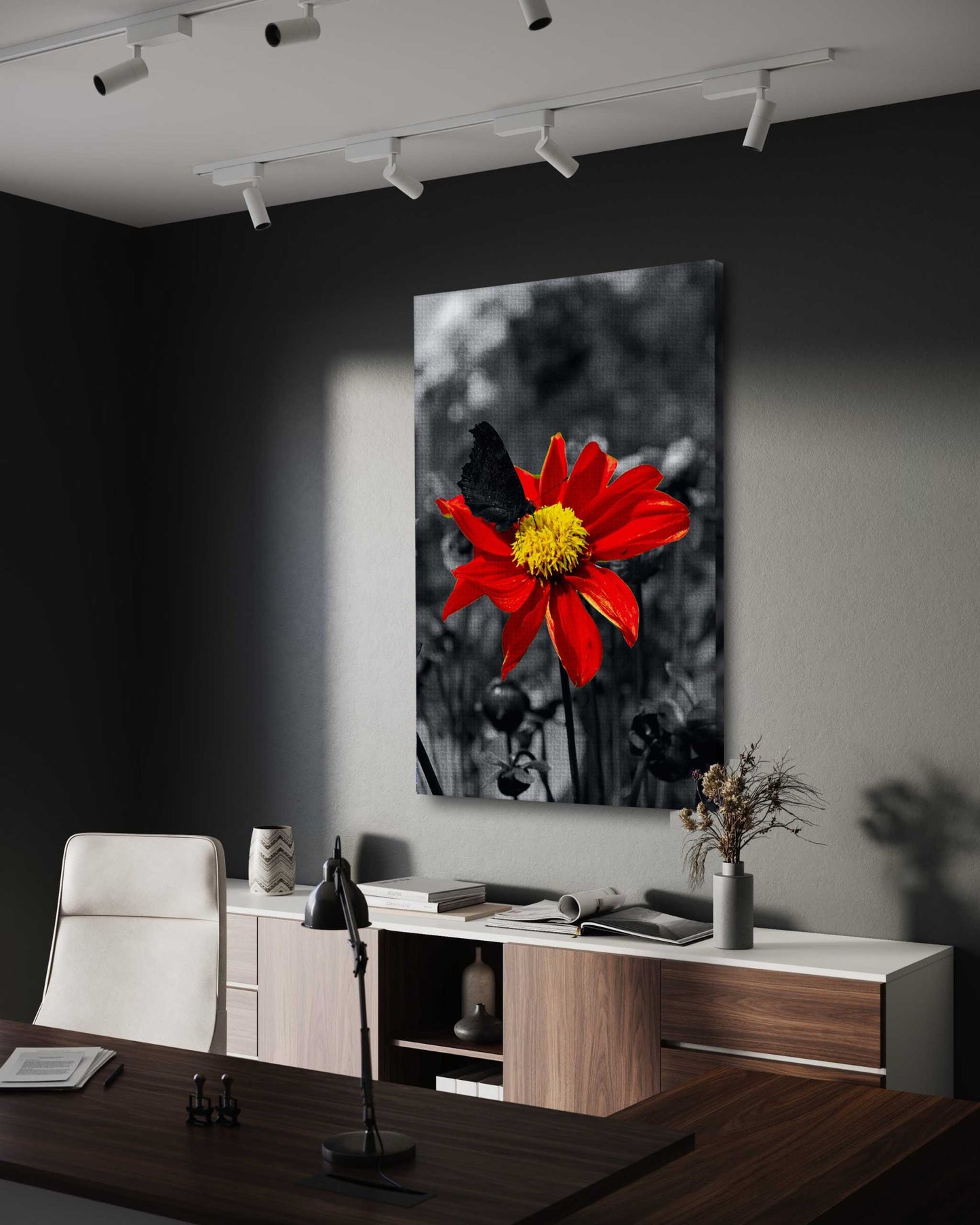 Red Flower - Leinwandbild Landschaft