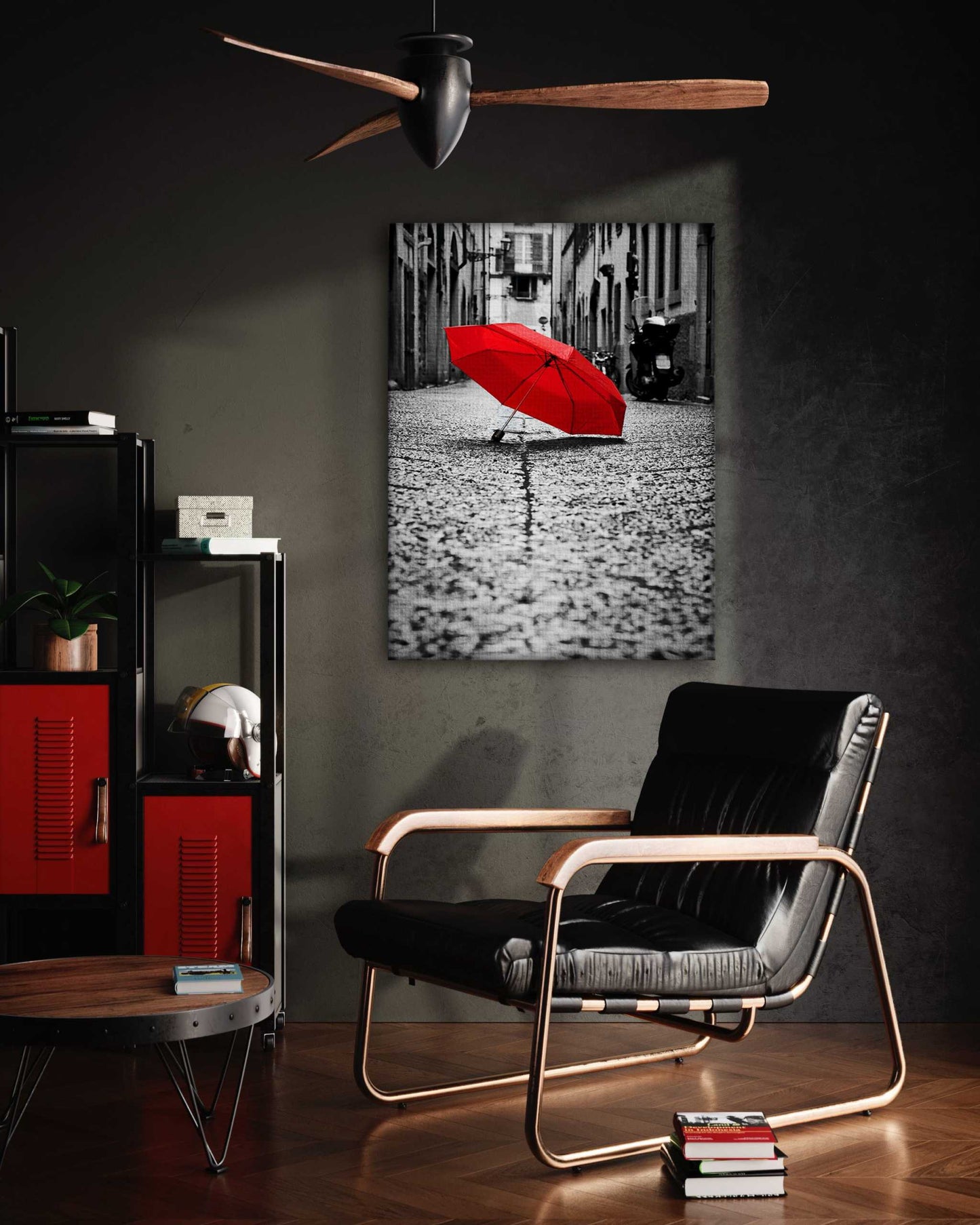 Red Umbrella - Leinwandbild Landschaft