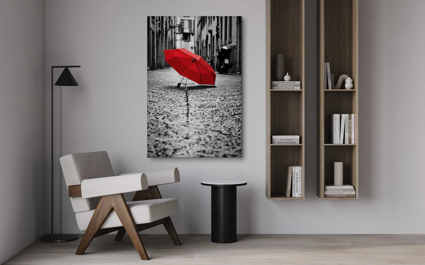 Red Umbrella - Leinwandbild Landschaft
