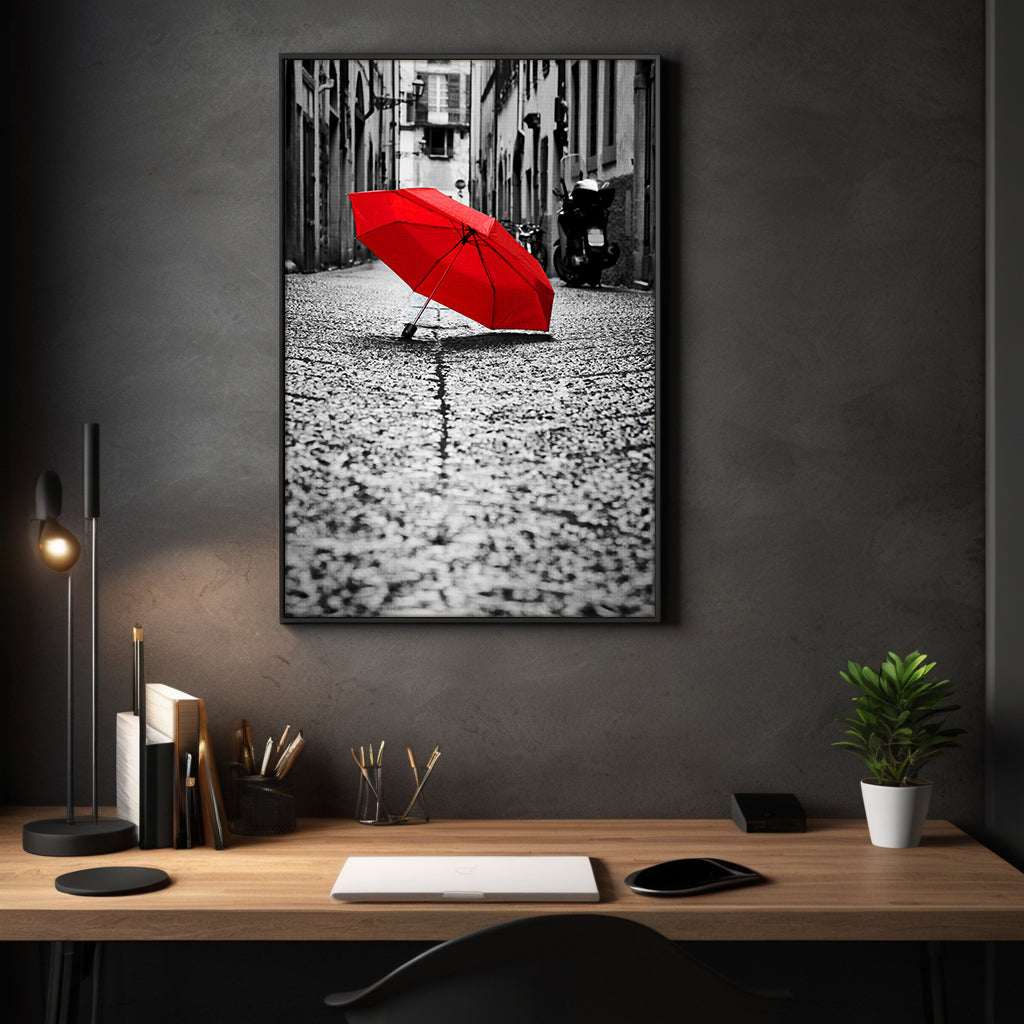 Red Umbrella - Leinwandbild Landschaft