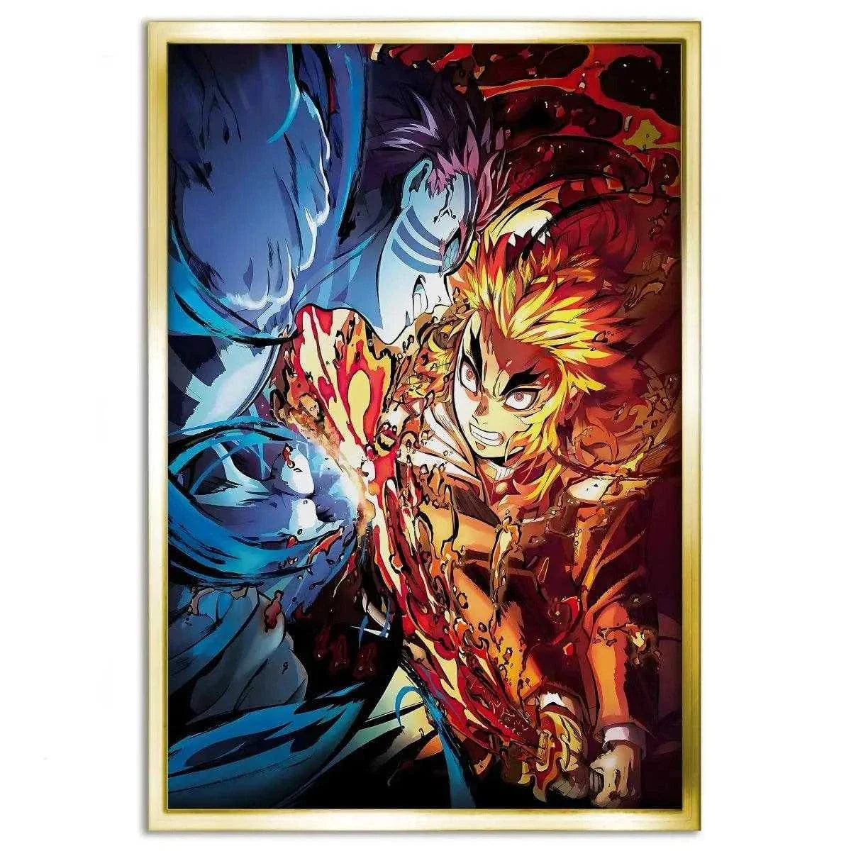 Rengoku vs. Akaza - Anime Leinwandbild