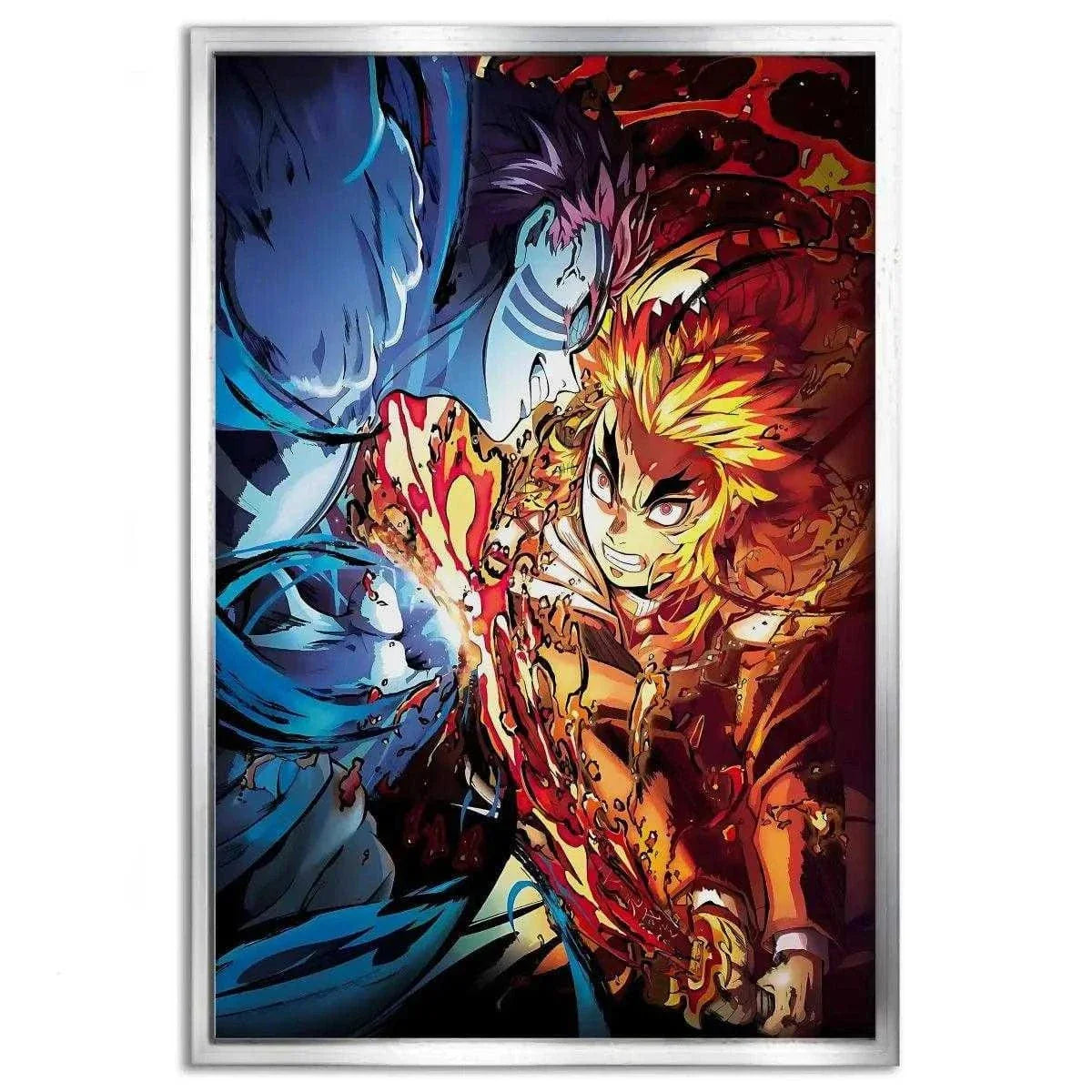 Rengoku vs. Akaza - Anime Leinwandbild